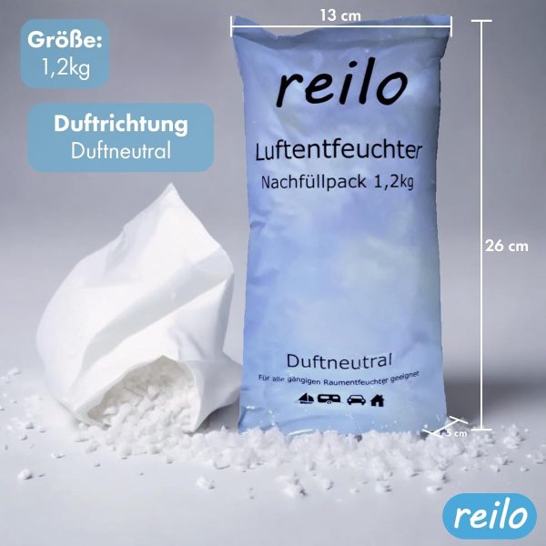 1,2kg reilo Luftentfeuchter Granulat Flakes im Vliesbeutel, für Raumentfeuchter – Bild 2