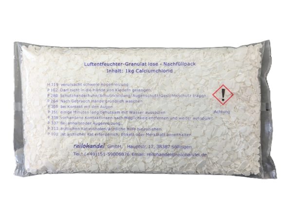 1kg LOSES Luftentfeuchter Granulat (Calciumchlorid), loses Granulat für passende Entfeuchterboxen, Lufttrockner für Wohnräume, Schlafzimmer, Keller – Bild 2