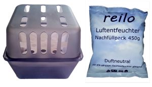 reilo Starter-Set: Raumentfeuchterbox + 450g Luftentfeuchtergranulat im Vliesbeutel
