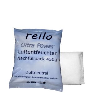 reilo 450g Ultra Power Luftentfeuchter Granulat, Raumluftentfeuchter im Vliesbeutel, Nachfüllpacks für Entfeuchterboxen 450 bis 1200 g, Lufttrockner für Wohnräume, Schlafzimmer, Keller