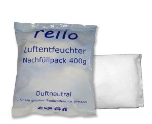 reilo 400g Luftentfeuchter Granulat (Calciumchlorid), Raumluftentfeuchter im Vliesbeutel, Nachfüllpacks für Entfeuchterboxen 400 bis 1200 g, Lufttrockner für Wohnräume, Schlafzimmer, Keller