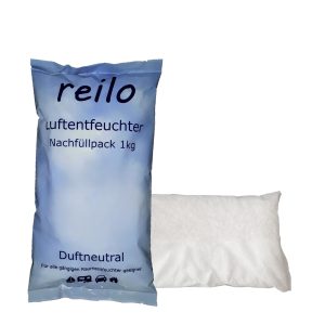 reilo 1kg Luftentfeuchter Granulat (Calciumchlorid), Raumentfeuchter im Vliesbeutel, Nachfüllpacks für Luftentfeuchterboxen 900 bis 1200 g, Staffelpreis, für Auto, Schlafzimmer, Keller