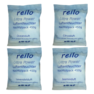 reilo 450g Duft-Luftentfeuchtergranulat mit verschiedenem Duft oder als Set, Nachfüllpacks