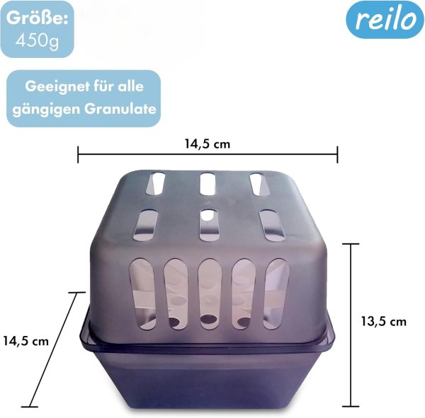 reilo 450g Luftentfeuchter Box leer, Entfeuchterbox für Raumentfeuchter Granulat, kompatibel mit gängigen Entfeuchtern für Wohnraum, Schlafzimmer, Keller – Bild 2