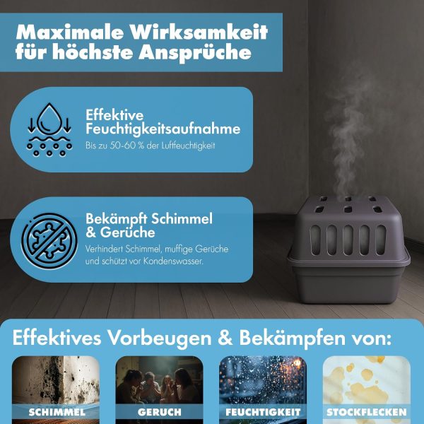 reilo 450g Luftentfeuchter Box leer, Entfeuchterbox für Raumentfeuchter Granulat, kompatibel mit gängigen Entfeuchtern für Wohnraum, Schlafzimmer, Keller – Bild 4