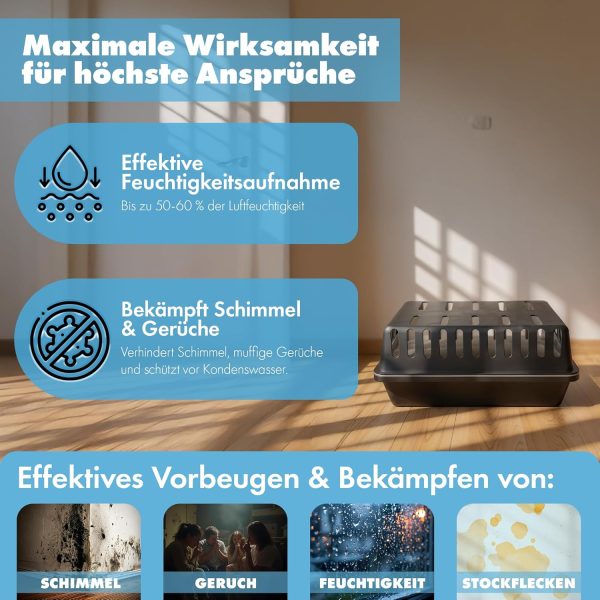 reilo XXL Luftentfeuchter Box leer, Entfeuchterbox für Raumentfeuchter Granulat bis 1,2kg, kompatibel mit gängigen Entfeuchtern für Wohnraum, Schlafzimmer, Keller – Bild 4