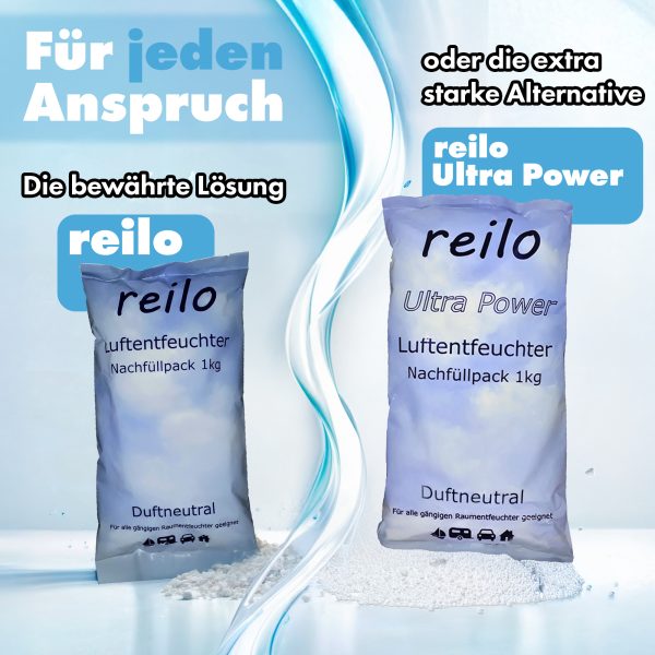 reilo 1kg Ultra Power Luftentfeuchter Granulat, Raumluftentfeuchter im Vliesbeutel, Nachfüllpacks für Entfeuchterboxen ab 900g, Lufttrockner für Wohnräume, Schlafzimmer, Keller – Bild 6