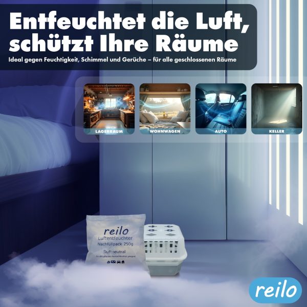reilo Mini-Raumentfeuchterbox und 250g Luftentfeuchtergranulat, Luftentfeuchter-Komplettset – Bild 6
