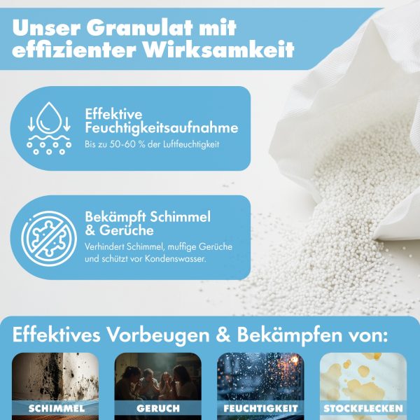reilo XXL Raumentfeuchterbox und 1kg Ultra Power Luftentfeuchtergranulat, Luftentfeuchter-Komplettset, Raumentfeuchter im Vliesbeutel, Staffelpreis, für Auto, Schlafzimmer, Keller – Bild 5