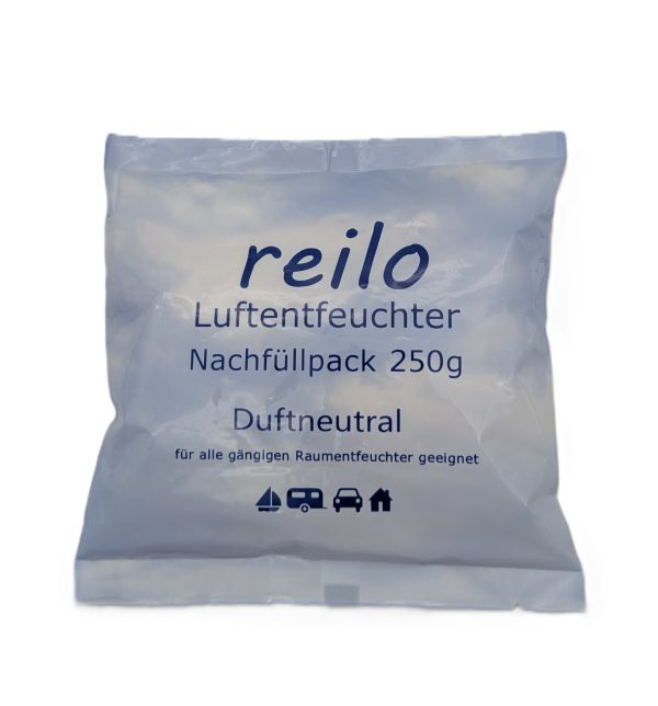reilo 250g Luftentfeuchter Granulat (Calciumchlorid), Raumentfeuchter im Vliesbeutel, Nachfüllpacks für Luftentfeuchterboxen ab 250g