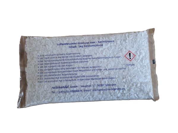 1kg loses Luftentfeuchtergranulat - Calciumchlorid - für Raumentfeuchterboxen die für loses Granulat